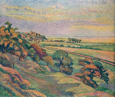 Rye från Cadborough, Sunset, 1913 av Lucien Pissaro