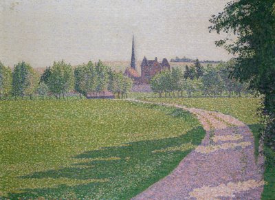 Eragny kyrka, 1886 av Lucien Pissarro
