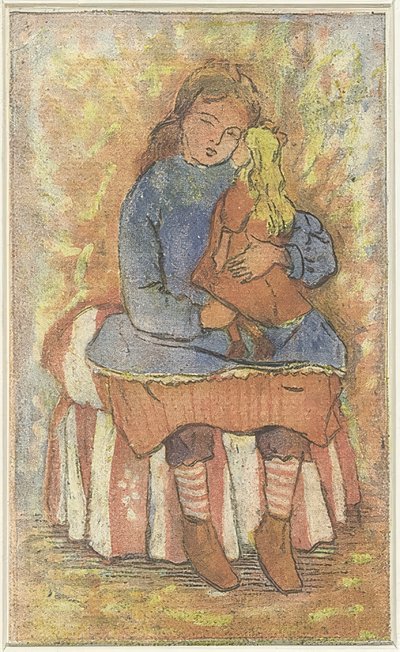 Flicka med docka av Lucien Pissarro