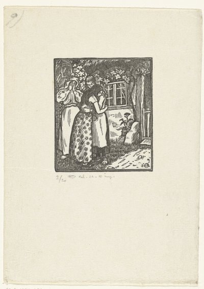 Ruth och Naomi kramar varandra av Lucien Pissarro