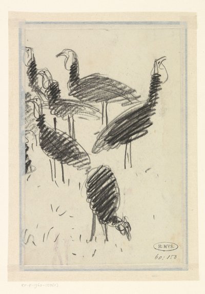 Sex fåglar av Lucien Pissarro