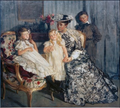 Madame Simon med sina barn av Lucien Simon
