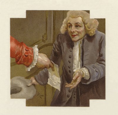 Illustration till The School for Scandal (chromolitho) av Lucius Rossi