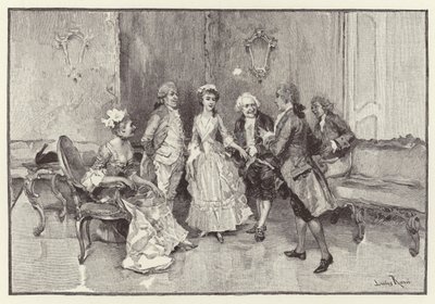 Illustration till The School for Scandal (chromolitho) av Lucius Rossi