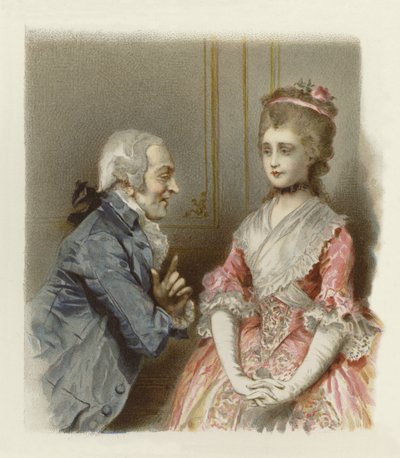 Illustration till The School for Scandal (chromolitho) av Lucius Rossi