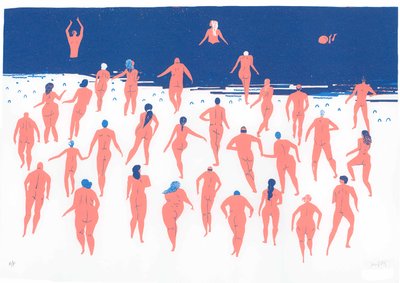 Nude Beach Run, 2016 (screentryck) av Lucy Banaji