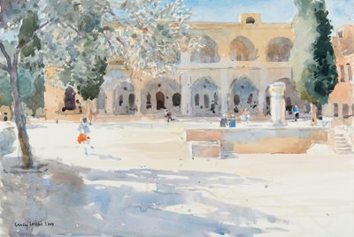 Batei Mahase Square, Old Jerusalem, 2019 (w/c på papper) av Lucy Willis