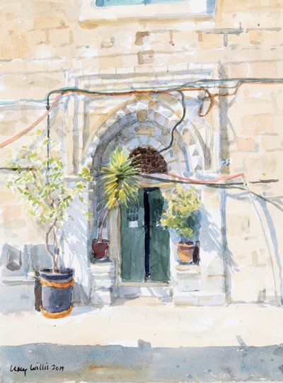 I The Muslim Quarter, Jerusalem, 2019 (w/c på papper) av Lucy Willis