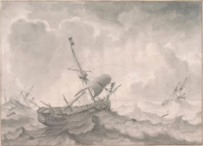 L.Backhuysen, fartyg på stormiga hav av Ludolf Backhuysen