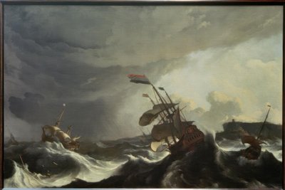 Fartyg i sjönöd under en kraftig storm av Ludolf Backhuysen