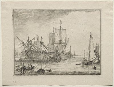 Fartyg under reparation, 1701. av Ludolf Backhuysen