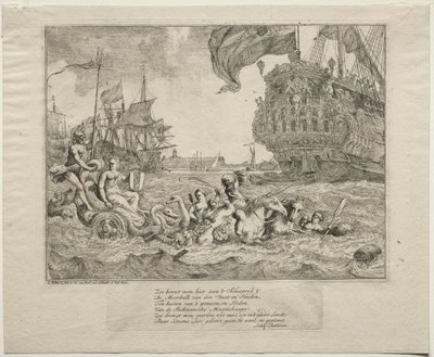 Personifieringen av Amsterdams ridning i Neptunes vagn, 1701. av Ludolf Backhuysen