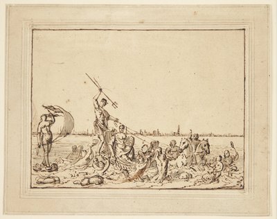 Allegori om Amsterdam som en systerstad av Ludolf Bakhuizen