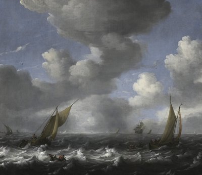 Havslandskap och fiskebåtar av Ludolf Bakhuizen