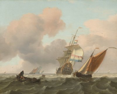 Grovt hav med skepp av Ludolf Bakhuysen