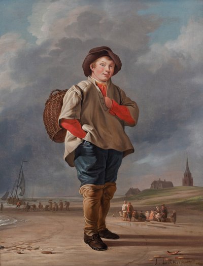 En Fisher Boy på stranden av Ludolf I Backhuysen