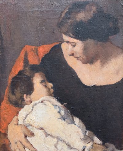 Kvinna med barn av Ludovico (1866 1941) Tommasi