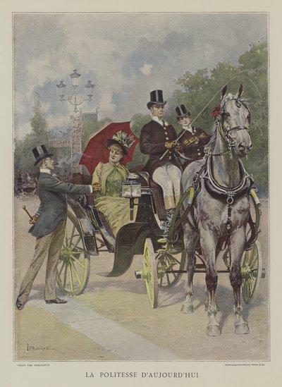 Dagens artighet (färg litho) av Ludovico (after) Marchetti