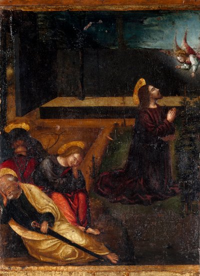Bön i olivträdens trädgård Serie av rosenkransens 15 mysterier. Trämålning av Ludovico Brea (Louis Brea) (1450-1523) 1512-1513 Taggia, Museo del Convento di San Domenico, Italien av Ludovico Brea