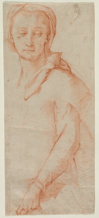 Halvlånga figurstudie av en kvinna, 1500-talet. av Ludovico Cardi Cigoli