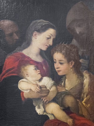 Den heliga familjen med de heliga Franciskus och Katarina av Alexandria, ca 1589-92 (olja på duk) av Ludovico Carracci