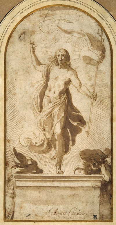 The Resurrection (penna & brunt bläck med brunt tvätt) av Ludovico Carracci