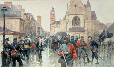 En samling av Garibaldini och franska trupper vid Tours av Ludovico Marchetti