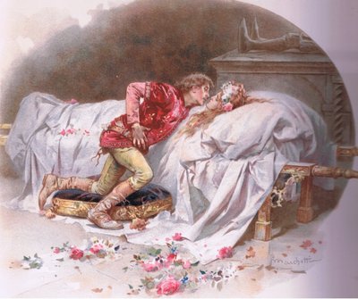 Dina droger är snabba. Så med en kyss dör jag., illustration från Romeo och Julia, av Ludovico Marchetti