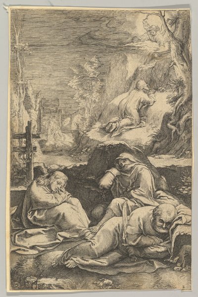 The Agony in the Garden, från The Passion of Christ, ca. 1623. av Ludovicus Siceram
