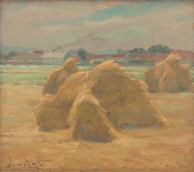 Harvest, ca 1910 (olja ombord) av Ludovit Cordak
