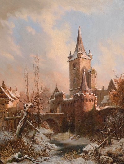 Carl Ludwig Ferdinand Messmann Slottslandskap på vintern av Ludvig Messmann