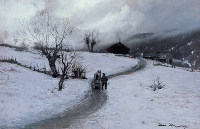 Man med häst och släde av Ludvig Skramstad