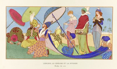 Frankincense, Cinname och Myrra från La Gazette du Bon Ton, pub. 1914 (stenciltryck) av Ludvik Strimpl