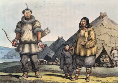 Familj från Chukchi framför en hydda, Berings sund, Ryssland av Ludwig (1795 1828) Choris