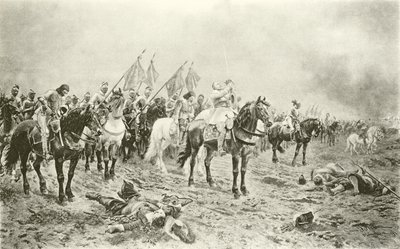Gustavus Adolphus före slaget vid Lutzen (gravyr) av Ludwig Braun