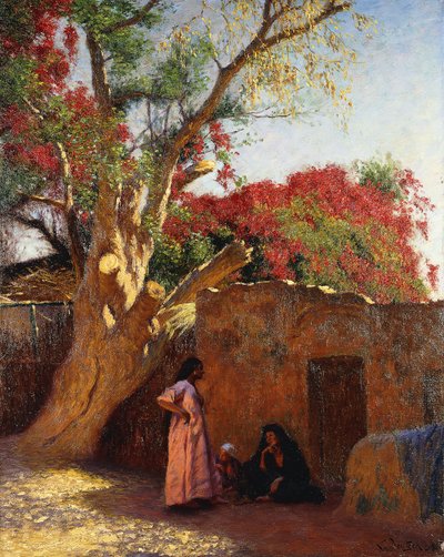 En arabisk familj utanför en by av Ludwig Deutsch