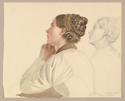 Studier av en bedjande kvinna av Ludwig Emil Grimm