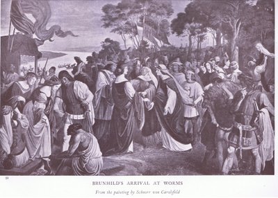Brunhilds ankomst till Worms, 1920-talet av Ludwig Ferdinand Schnorr von Carolsfeld