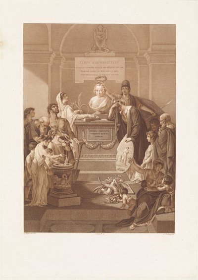 Allegorisk framställning med en minnessten för Jan Nieuwenhuyzen, som dog 1806 av Ludwig Gottlieb Portman
