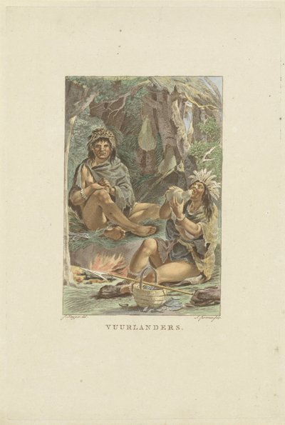 Invånare i Fireland Fuegians (titel på objekt) av Ludwig Gottlieb Portman