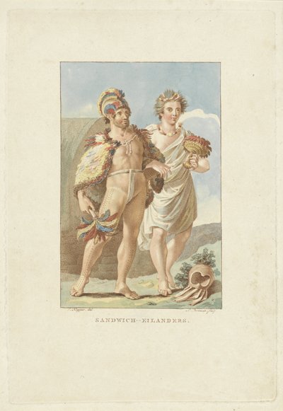 Invånare på Sandwichöarna (Hawaii) Sandwichöarna (titel på objekt) av Ludwig Gottlieb Portman