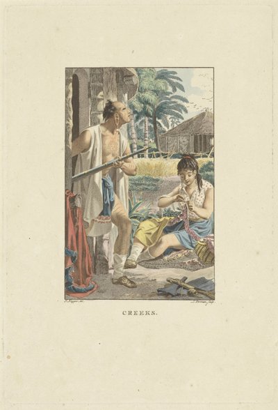 Par vid sin stuga på fältet Creeks (titel på objekt) av Ludwig Gottlieb Portman