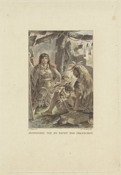 Familj i sin stuga Invånare i franskans hamn (titel på objektet) av Ludwig Gottlieb Portman