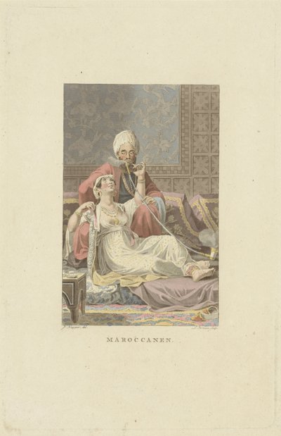 Marockanskt par i tehus Marockaner (titel på objekt) av Ludwig Gottlieb Portman