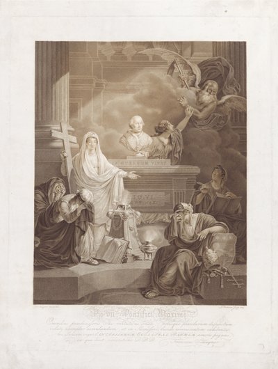 Minnestryck för påven Pius VI av Ludwig Gottlieb Portman