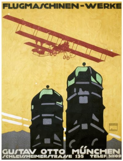 Flygmaskiner - fungerar, Gustav Otto München av Ludwig Hohlwein