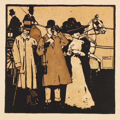 Från Portfolio Turf. Tolv hästkapplöpningsbilder, 1909. av Ludwig Hohlwein