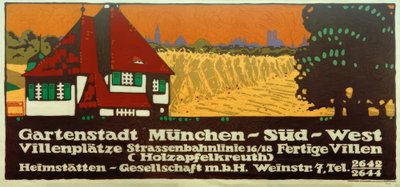 Trädgårdsstad München-sydväst / Villatorg / Spårvagnslinje 16/18 / Färdiga villor (Holzapfelkreuth) / Heimstätten-Gesellschaft m av Ludwig Hohlwein