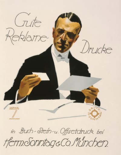 Bra reklamtryck hos Herm. Söndag och Co. München av Ludwig Hohlwein