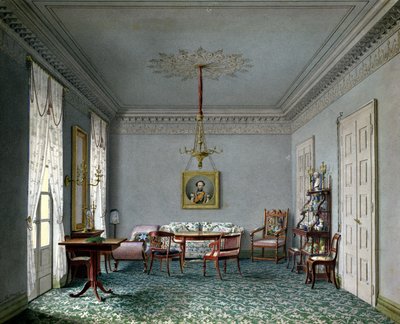 Salongsinredning i palatset i Stuttgart, Württemberg (wc på papper) av Ludwig Holthausen